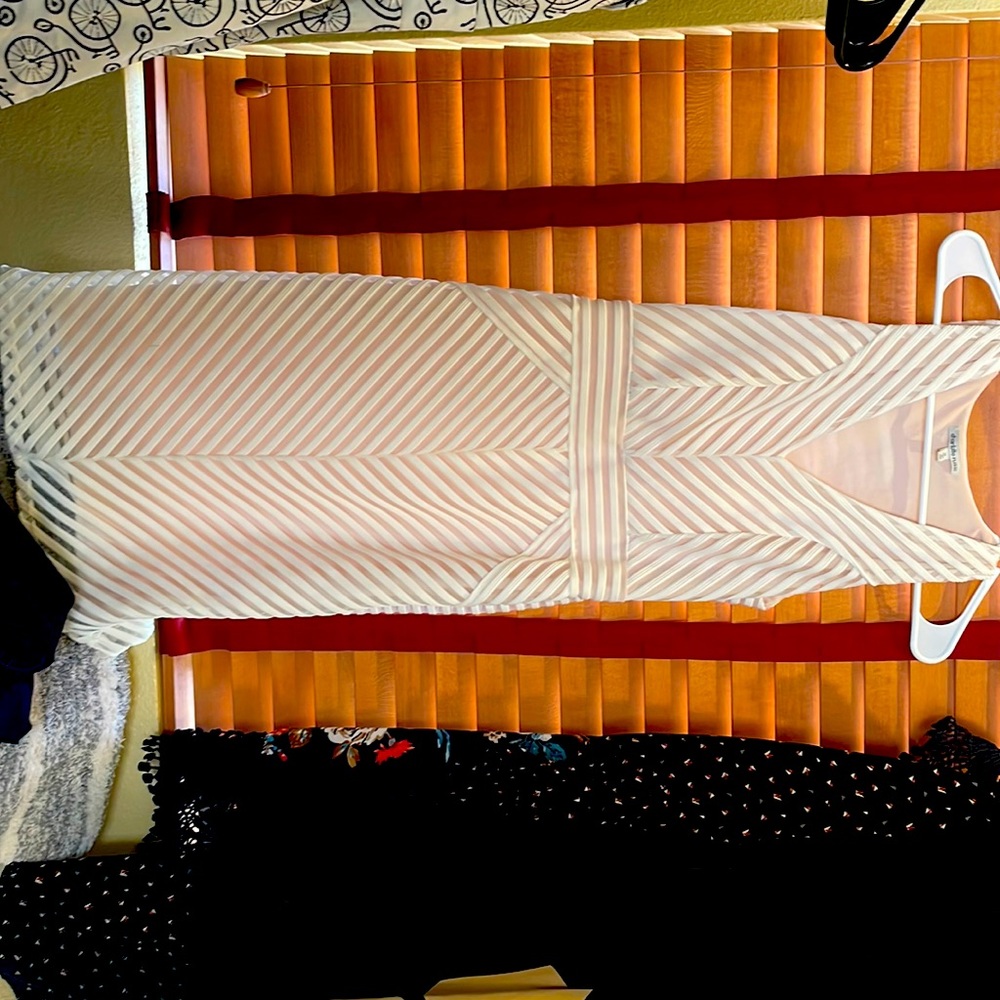 Cream colored dress.